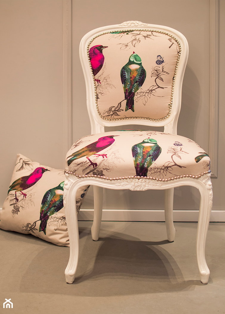 Krzesło Ludwik w tkaninie Ptaki - zdjęcie od Juicy Colors - Homebook