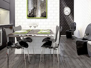 Inspiracje: Tapeta w kuchni - Średnia biała czarna jadalnia jako osobne pomieszczenie, styl industrialny - zdjęcie od Small world of design