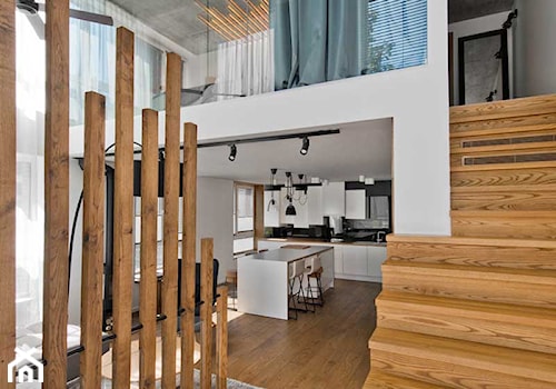 Wnętrza: Przytulny loft w skandynawskim stylu - Średnia szara jadalnia w kuchni - zdjęcie od Small world of design