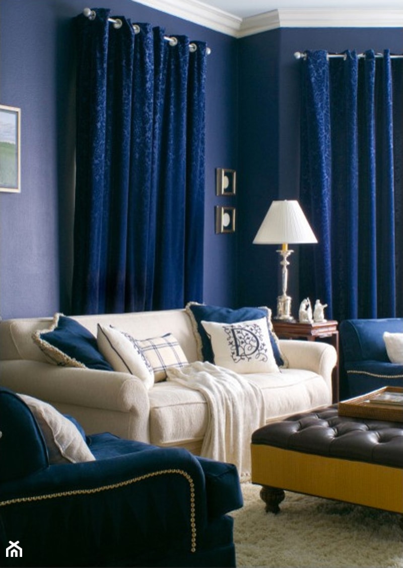 Kolor i deseń: Kolor miesiąca - niebieski - Średni niebieski salon, styl tradycyjny - zdjęcie od Small world of design