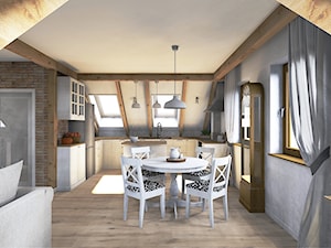 Projekt mieszkania na poddaszu w stylu rustyklanym - Jadalnia, styl rustykalny - zdjęcie od Karolina Saj-Chodorowska Architektura Wnętrz
