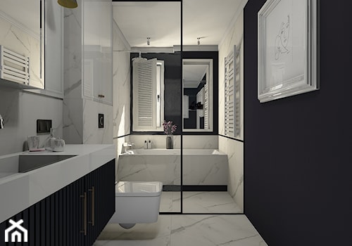 Łazienka w stylu Modern Classic - Średnia z lustrem z marmurową podłogą z punktowym oświetleniem łazienka z oknem, styl tradycyjny - zdjęcie od Karolina Saj-Chodorowska Architektura Wnętrz