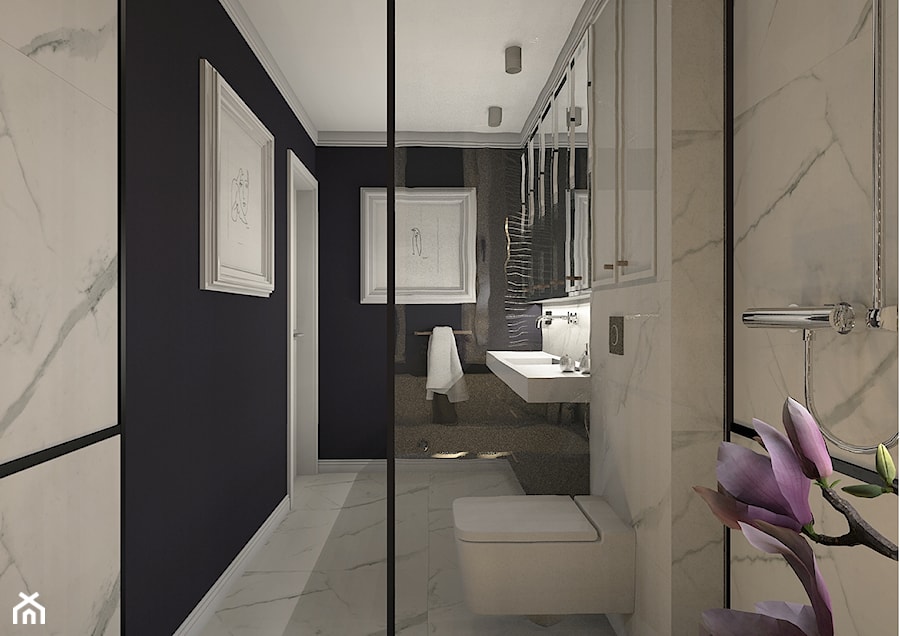 Łazienka w stylu Modern Classic - Średnia bez okna z lustrem z marmurową podłogą z punktowym oświetleniem łazienka, styl tradycyjny - zdjęcie od Karolina Saj-Chodorowska Architektura Wnętrz
