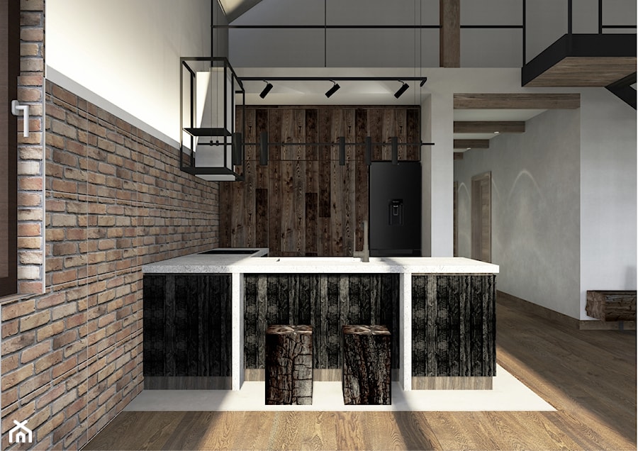 Kuchnia drewniana z betonowym blatem - zdjęcie od Karolina Saj-Chodorowska Architektura Wnętrz