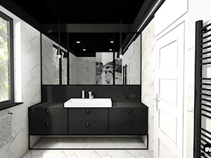 Łazienka - Średnia z lustrem z punktowym oświetleniem łazienka z oknem, styl industrialny - zdjęcie od MONTARI