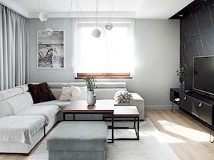 Wnętrza prywatne - Średni biały czarny szary salon, styl nowoczesny - zdjęcie od MONTARI