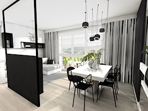 Wnętrza prywatne - Średni biały czarny salon z jadalnią, styl glamour - zdjęcie od MONTARI