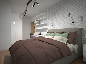 Mieszkanie 60m2 Iława - Średnia szara z biurkiem sypialnia, styl nowoczesny - zdjęcie od PRACOVNIA Projektowanie wnętrz