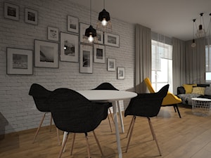 Mieszkanie 60m2 Iława - Średni biały salon z jadalnią, styl nowoczesny - zdjęcie od PRACOVNIA Projektowanie wnętrz