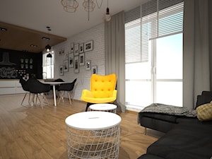 Mieszkanie 60m2 Iława - Średni biały salon z kuchnią z jadalnią, styl nowoczesny - zdjęcie od PRACOVNIA Projektowanie wnętrz