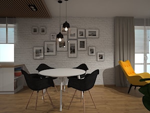 Średnia szara jadalnia w salonie w kuchni, styl nowoczesny - zdjęcie od PRACOVNIA Projektowanie wnętrz