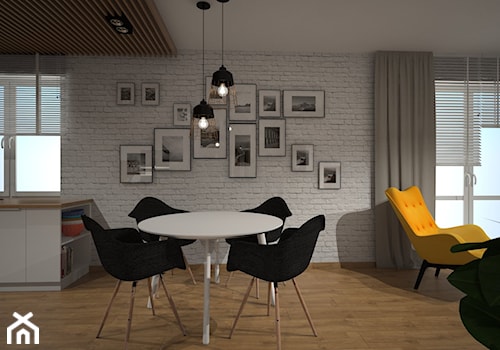 Średnia szara jadalnia w salonie w kuchni, styl nowoczesny - zdjęcie od PRACOVNIA Projektowanie wnętrz