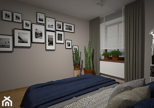 Sypialnia w dwóch odsłonach - Mała szara sypialnia, styl skandynawski - zdjęcie od PRACOVNIA Projektowanie wnętrz