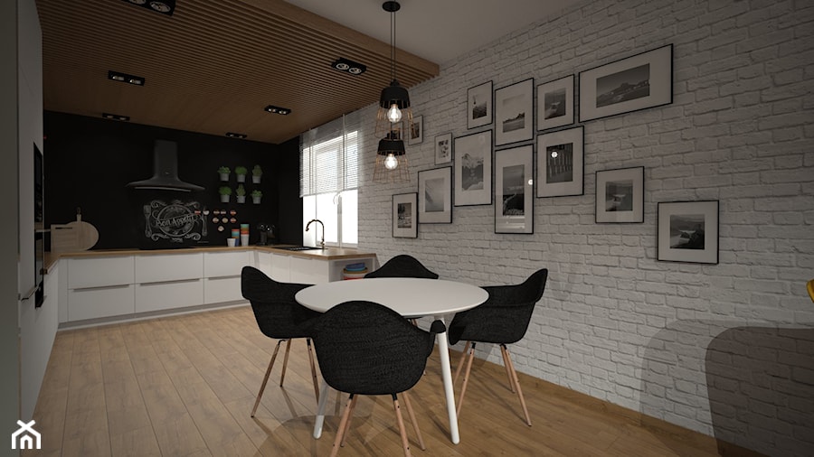 Mieszkanie 60m2 Iława - Średnia biała jadalnia w kuchni, styl nowoczesny - zdjęcie od PRACOVNIA Projektowanie wnętrz