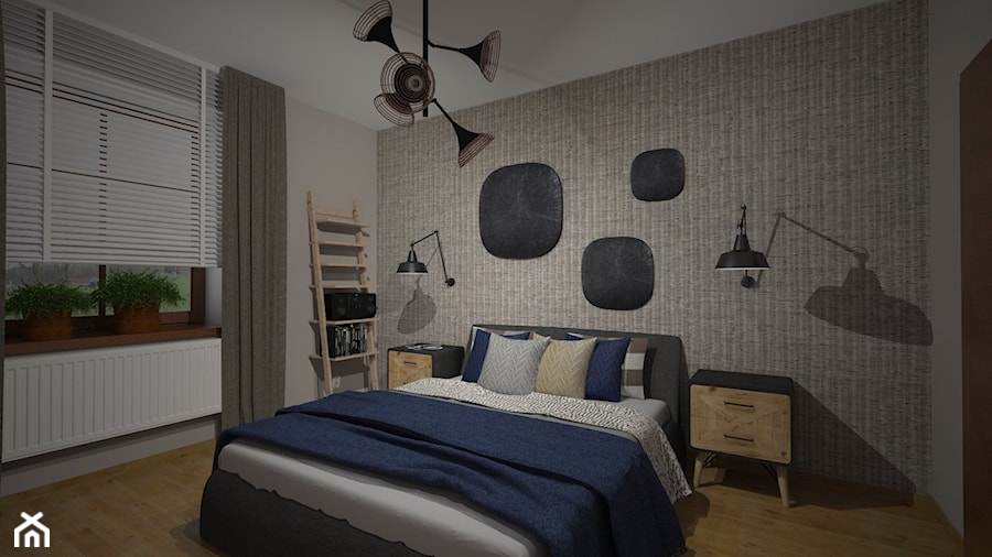 Sypialnia w dwóch odsłonach - Średnia beżowa sypialnia, styl skandynawski - zdjęcie od PRACOVNIA Projektowanie wnętrz