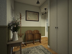 Mieszkanie w Warszawie - Średni z wieszakiem biały szary zielony hol / przedpokój, styl vintage - zdjęcie od PRACOVNIA Projektowanie wnętrz