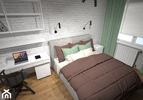 Mieszkanie 60m2 Iława - Średnia z biurkiem sypialnia, styl nowoczesny - zdjęcie od PRACOVNIA Projektowanie wnętrz