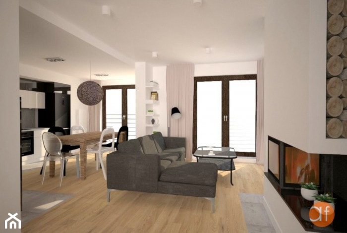 Projekt parteru w mieszkaniu dwupoziomowym - zdjęcie od projektowanie wnętrz arch. Joanna Korpulska