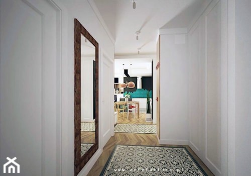 Eklektyczne wnętrze apartamentu, Warszawa - Średni biały hol / przedpokój, styl nowoczesny - zdjęcie od projektowanie wnętrz arch. Joanna Korpulska