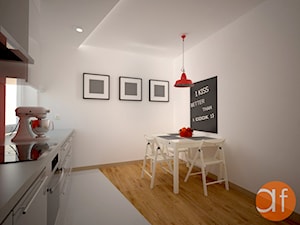 Projekt kuchni szaro czerwonej - zdjęcie od projektowanie wnętrz arch. Joanna Korpulska