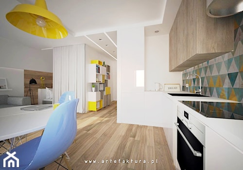 Projekt mieszkania (kawalerki) - kuchnia - zdjęcie od projektowanie wnętrz arch. Joanna Korpulska