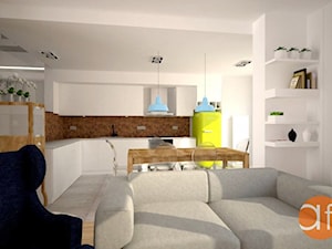 Projekt parteru w mieszkaniu dwupoziomowym -wersja II - zdjęcie od projektowanie wnętrz arch. Joanna Korpulska