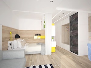 Projekt mieszkania (kawalerki) - aneks sypialniany w kawalerce - zdjęcie od projektowanie wnętrz arch. Joanna Korpulska