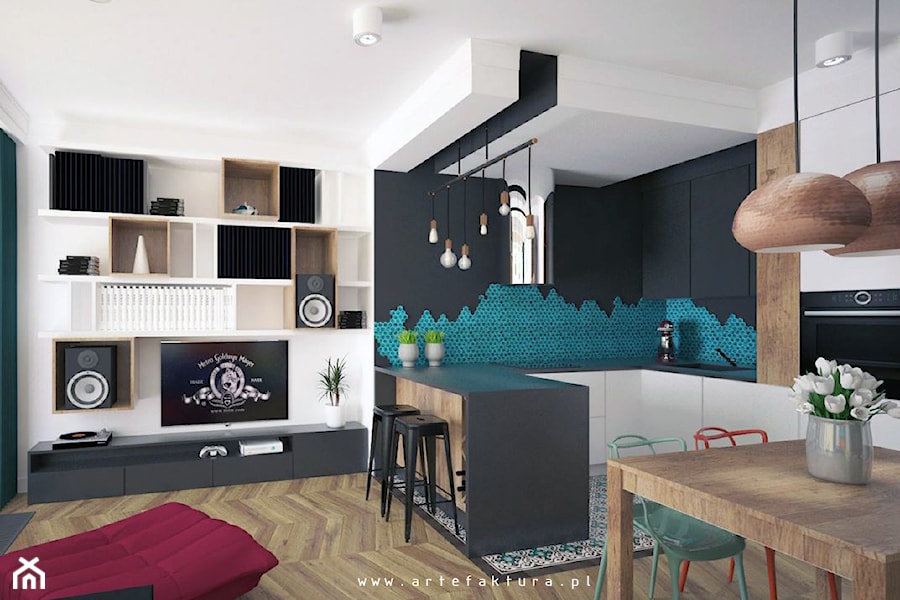 Eklektyczne wnętrze apartamentu, Warszawa - Salon, styl nowoczesny - zdjęcie od projektowanie wnętrz arch. Joanna Korpulska