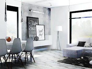Minimalistyczny salon biel+beton - zdjęcie od gabriella-bober