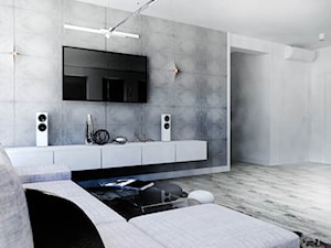 Minimalistyczny salon biel+beton - zdjęcie od gabriella-bober