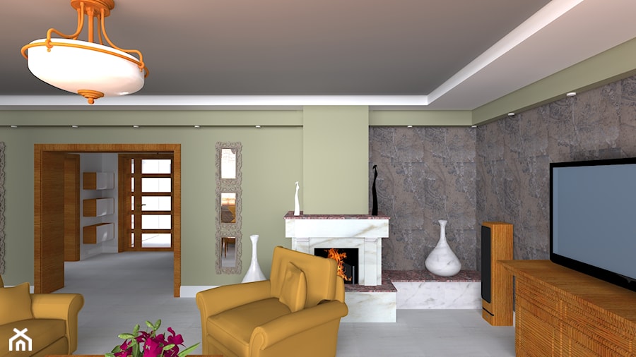 dom jednorodzinny - wybrane pomieszczenia - Salon, styl rustykalny - zdjęcie od Flasza Anna