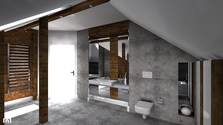 minimalistyczna "męska" łazienka na poddaszu - Łazienka, styl industrialny - zdjęcie od Flasza Anna