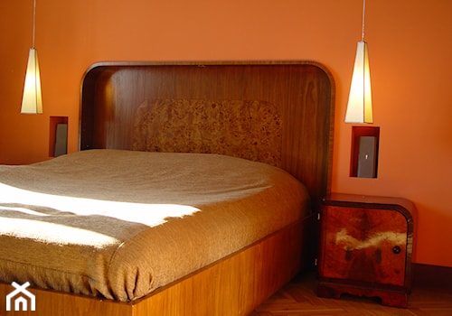 Mieszkanie prywatne, Warszawa ul. Koszykowa - Średnia pomarańczowa sypialnia, styl glamour - zdjęcie od hmarchitekci