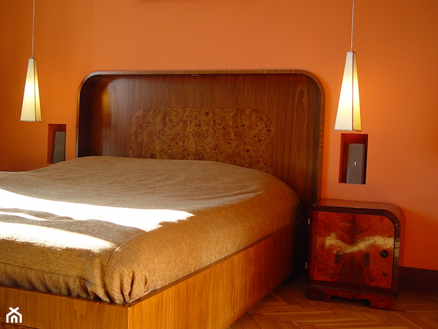 Mieszkanie prywatne, Warszawa ul. Koszykowa - Średnia pomarańczowa sypialnia, styl glamour - zdjęcie od hmarchitekci
