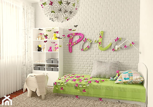 Motylarnia Poli - Średni biały pokój dziecka dla dziecka dla dziewczynki, styl nowoczesny - zdjęcie od MooKoo Design
