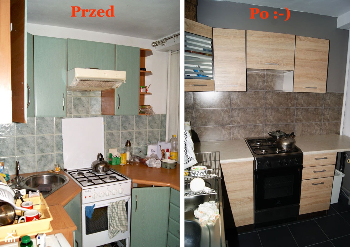 Kuchnia w bloku z płyty - remont w wersji mocno economy - Kuchnia - zdjęcie od Katarzyna Kriebus - Homebook