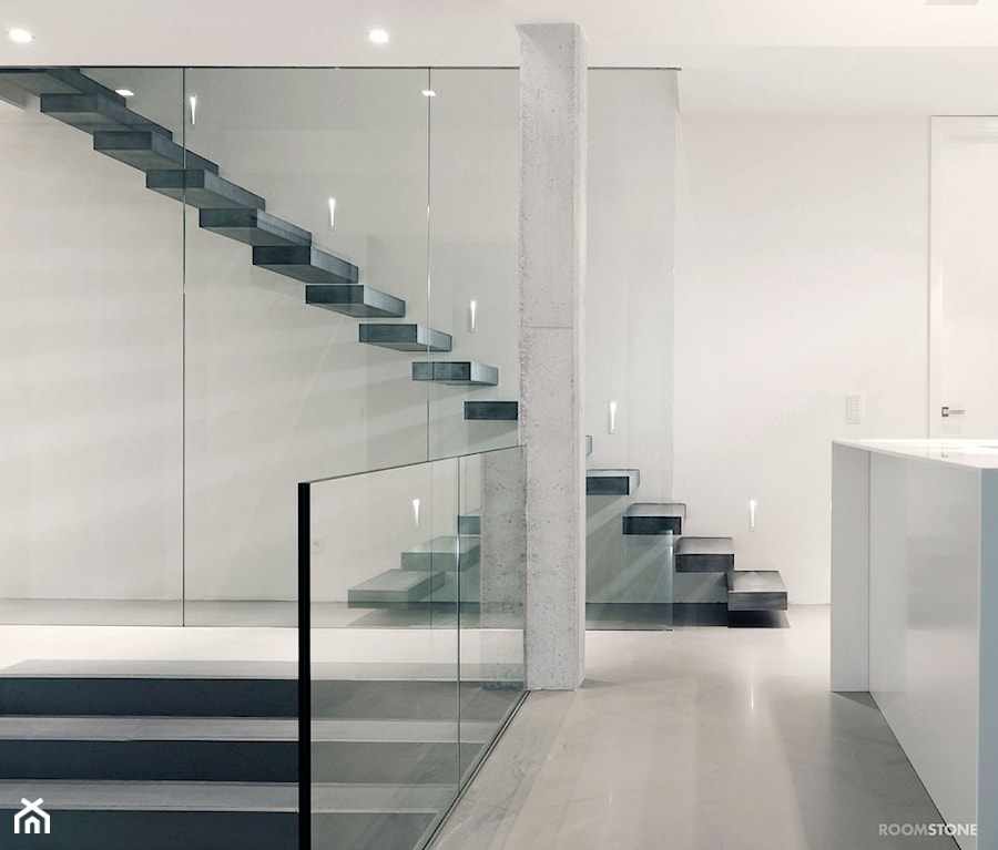 KAMEX - nowoczesne schody - Schody jednobiegowe drewniane, styl nowoczesny - zdjęcie od Ekspert Schodów KAMEX