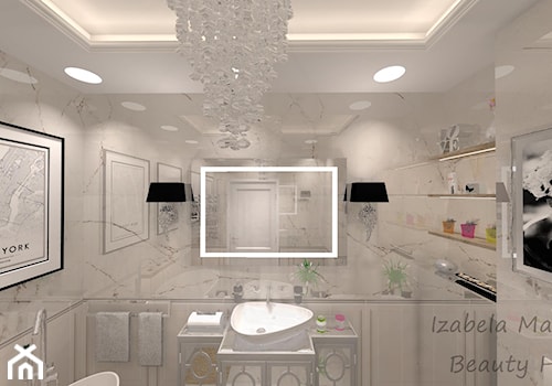 Apartament na Bemowie w stylu Nowojorskim - Średnia bez okna z lustrem z punktowym oświetleniem łazienka, styl glamour - zdjęcie od Beauty Homes
