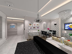 Apartament na Bemowie w stylu Nowojorskim - Średnia biała szara jadalnia w salonie, styl glamour - zdjęcie od Beauty Homes