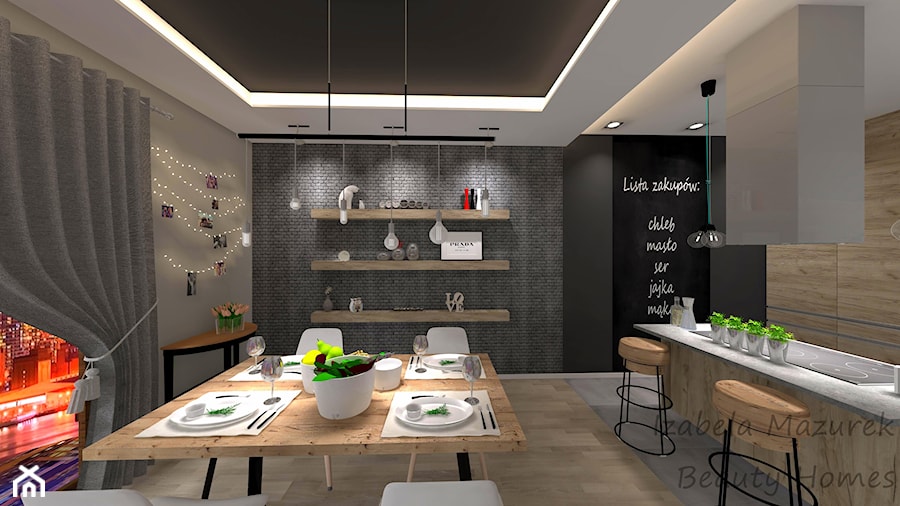 Jadalnia z kuchnią w stylu New Nordic - zdjęcie od Beauty Homes