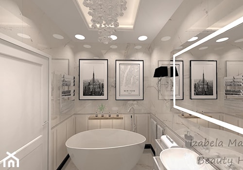 Apartament na Bemowie w stylu Nowojorskim - Mała na poddaszu bez okna łazienka, styl glamour - zdjęcie od Beauty Homes