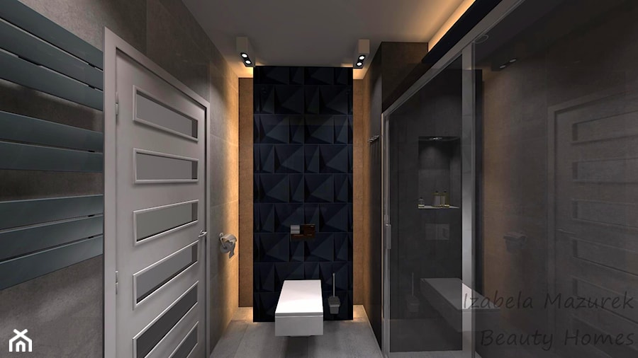 Ciemna odważna łazienka w męskim stylu - zdjęcie od Beauty Homes