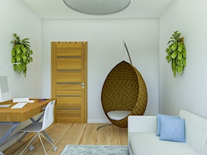 Pokój do pracy w mieszkaniu prywatnym - Średnie w osobnym pomieszczeniu z sofą białe biuro, styl skandynawski - zdjęcie od Creatovnia