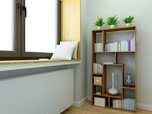 Pokój do pracy w mieszkaniu prywatnym - Małe szare biuro, styl skandynawski - zdjęcie od Creatovnia