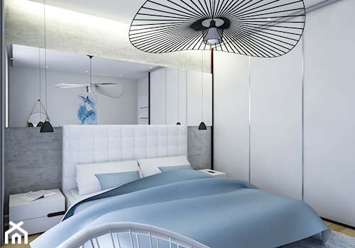 Elegancka sypialnia w apartamentowcu - Mała szara sypialnia, styl nowoczesny - zdjęcie od Creatovnia