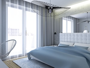 Elegancka sypialnia w apartamentowcu - Średnia szara z biurkiem sypialnia, styl nowoczesny - zdjęcie od Creatovnia