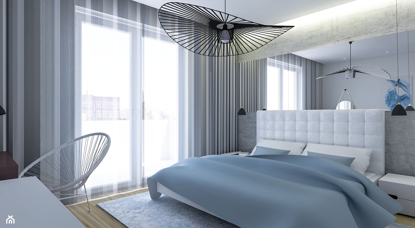 Elegancka sypialnia w apartamentowcu - Średnia szara z biurkiem sypialnia, styl nowoczesny - zdjęcie od Creatovnia - Homebook