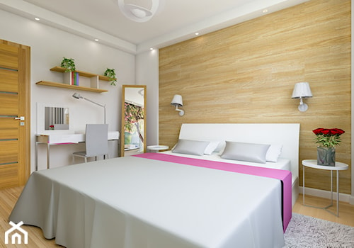 Połączenie przytulności z elegancją - Średnia biała z biurkiem sypialnia, styl nowoczesny - zdjęcie od Creatovnia