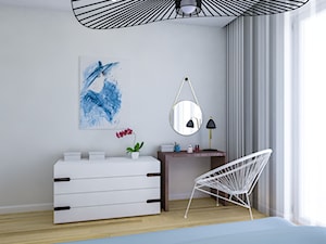 Elegancka sypialnia w apartamentowcu - Mała szara z biurkiem sypialnia, styl nowoczesny - zdjęcie od Creatovnia