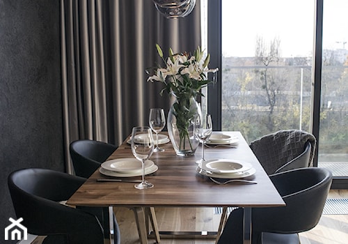 Apartamenty Kurkowa - Średnia czarna jadalnia w salonie, styl glamour - zdjęcie od Zolnik Pracownia